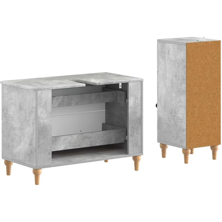 vidaXL 2-teiliges Badezimmer Schrank Set ALKMAAR Betongrau 3417669 – Bild 5