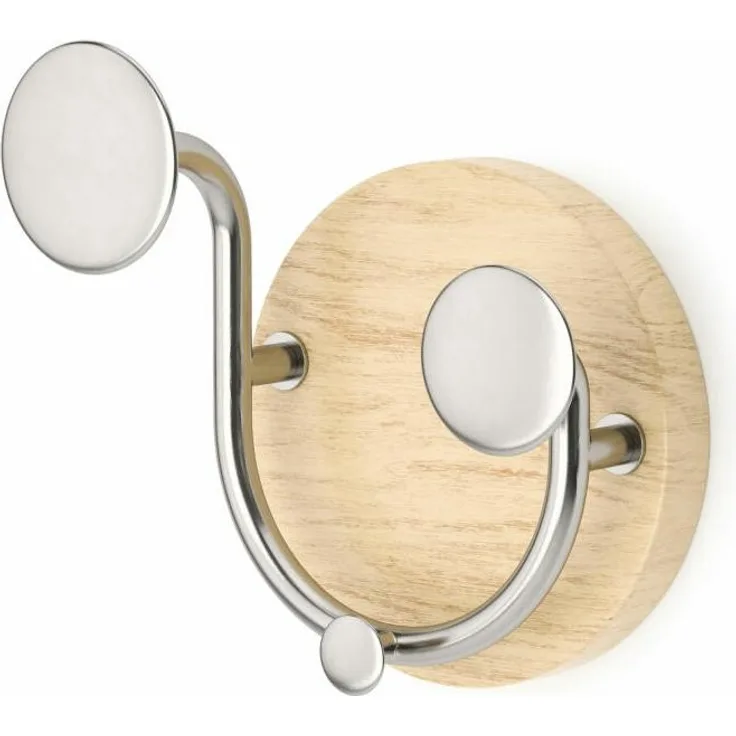 Umbra Wandgarderobe Melody mit 3 Haken, Wandhaken, Garderobenleiste, Aluminum, Holz, Natur, Nickel, 13x12 cm, 1019564-392