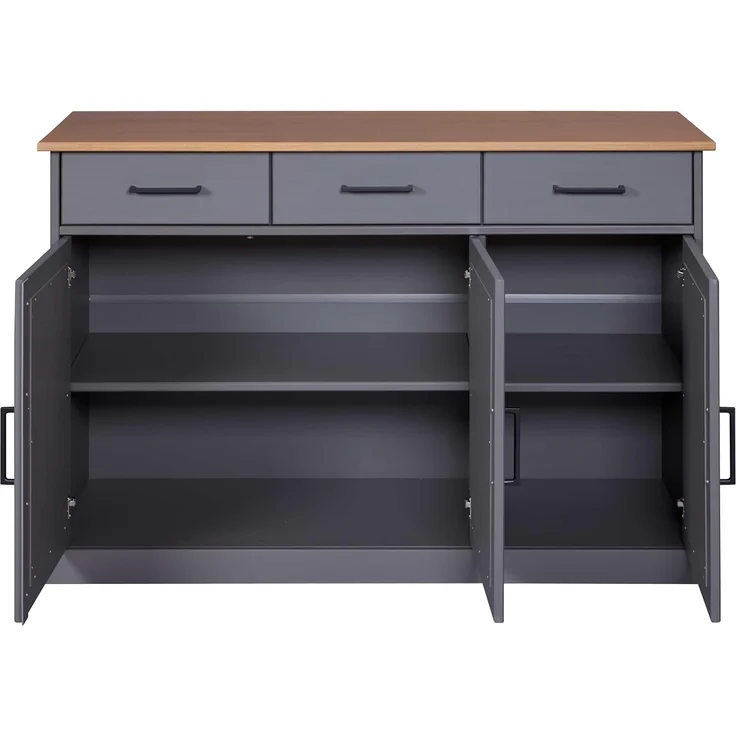 Inter Link – Kommode – Anrichte - Buffet – Sideboard – Kiefer massivholz – FSC - 3 Türen – 3 Schubladen – Landhausstil – Forenzo - Zandiara 3T3Sgrau - Grau/Oak colori – Bild 3