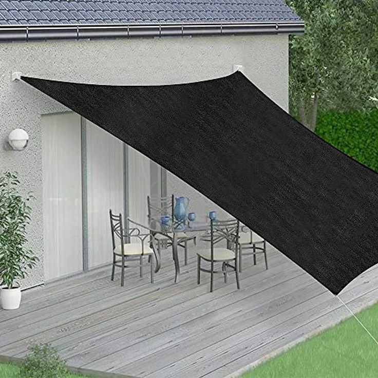 Sonnensegel Anthrazit/Schwarz Rechteck 2x4m Schatten UVSchutz Wetterfest Outdoor – Bild 2