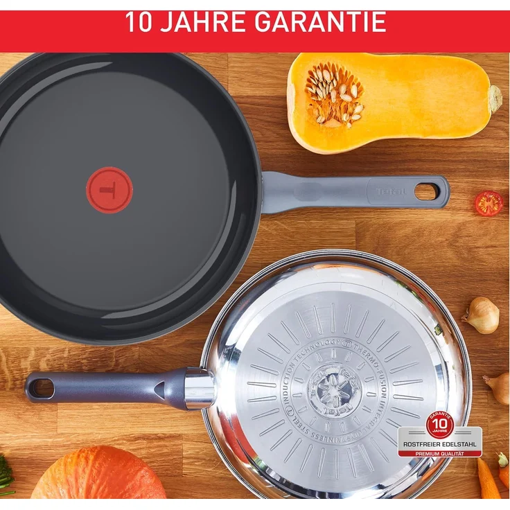 Tefal Pfannen-Set Duetto On, Edelstahl (Set, 3-tlg), Antihaftbeschichtung, Temperaturindikator Thermo-Signal, Induktion – Bild 4