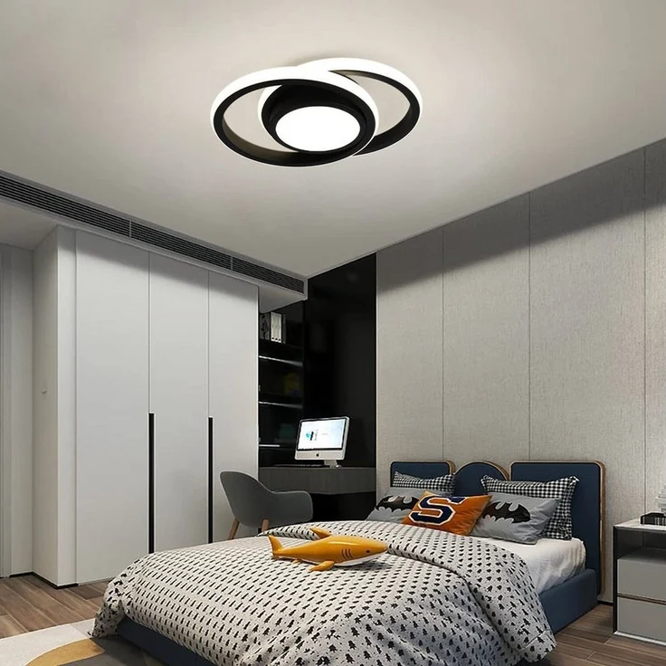 JDONG LED Deckenleuchte 30/32CM Schwarz/Weiß deckenlampe, LED fest integriert, 24W Natürliches 4000K Runde / Ekig, Für Schlafzimmer, Küche, Flur, Gang, Restaurant Durchmesser 30CM – Bild 2