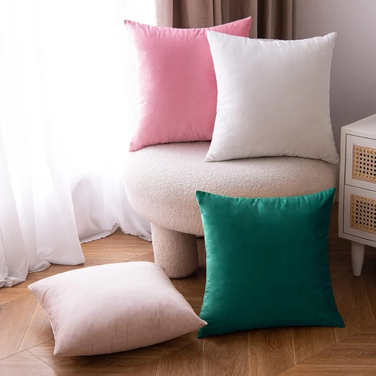 Samt Kissenbezug 45x45 cm Malachitgrün 2er Set mit Verstecktem Reißverschluss – Bild 4