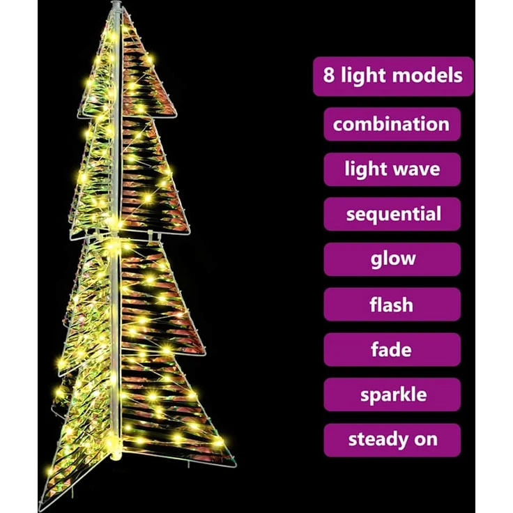 vidaXL Weihnachtsbaum Warmes Weiß 120 cm PET 100 LEDs 42019214 – Bild 9