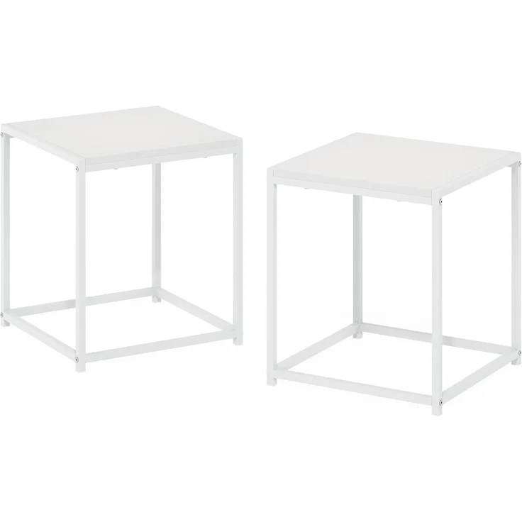 Furinno Camnus Modern Living Beistelltisch, Solides Weiß/Weiß, 2er-Set – Bild 5