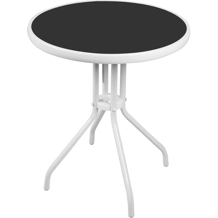 Bistrotisch Balkontisch Gartentisch Terrassentisch Glastisch weiß ⌀ 60 cm