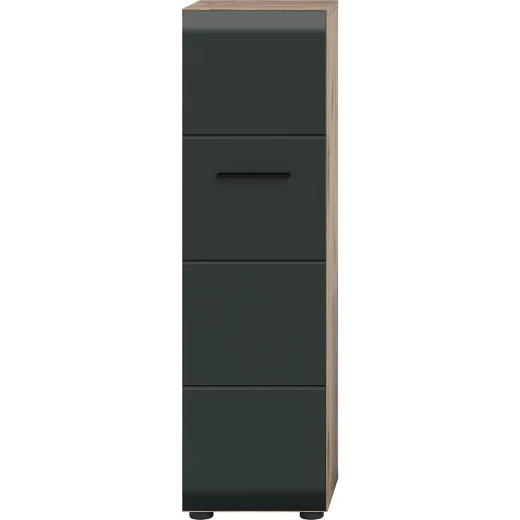 Stauraumtype (B/H/T: 30x106x30 cm) in schwarz matt und Nox Oak Nachbildung – Bild 4
