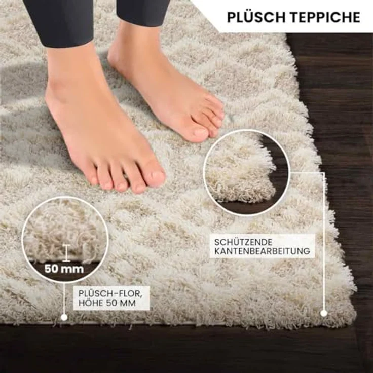 Livabliss Hochflor-Teppich DUBAI, rechteckig, Höhe: 52 mm, Shaggy Hochflorteppich, Flauschiger, Boho Wohnzimmerteppich/Läufer – Bild 6