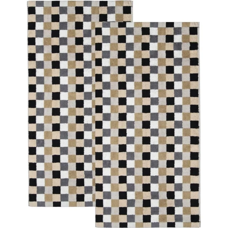 2 Stück Cawö Life Style Handtücher 7047-37 kariert kiesel 50x100