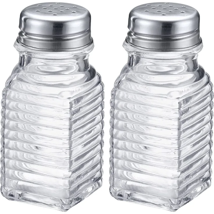 Westmark Universalstreuer, 2tlg, Universelle Lochung im Deckel, Fassungsvermögen: je 75 ml, Rostfreier Edelstahl/Glas, Porto, Transparent/Silber, 63172270
