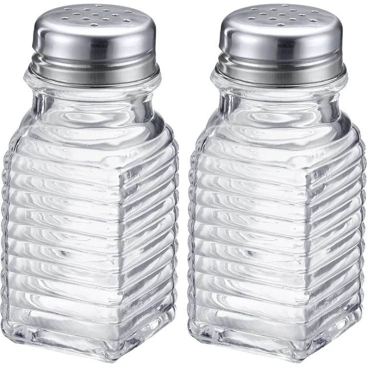 Westmark Universalstreuer, 2tlg, Universelle Lochung im Deckel, Fassungsvermögen: je 75 ml, Rostfreier Edelstahl/Glas, Porto, Transparent/Silber, 63172270