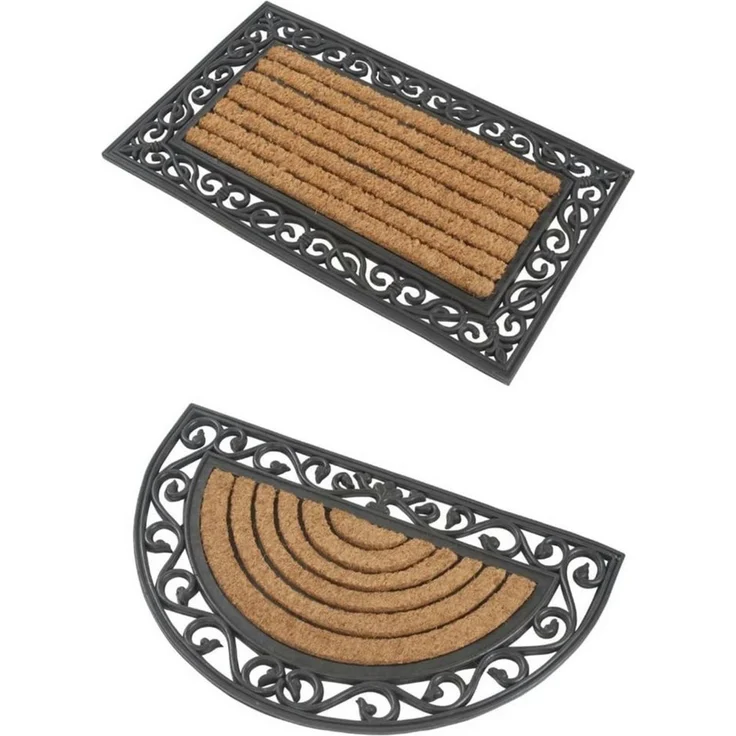Kai Wiechmann Fußmatte Set Fußabtreter 76 x 46 cm als Schmutzfangmatte rechteckig + halbrund, halbrund+rechteckig, antibakterielle und rutschfeste Türvorleger – Bild 1