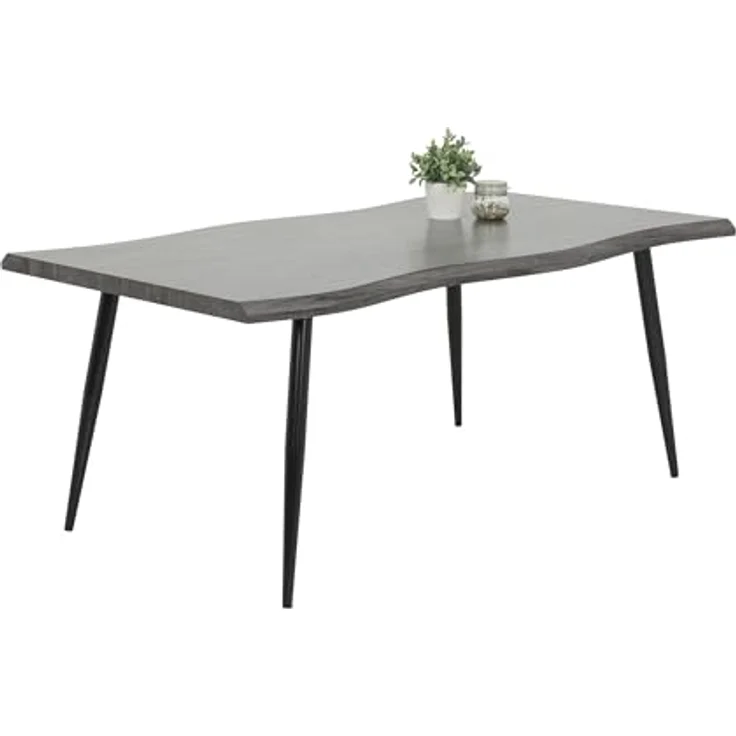 Hela Tische, Esstisch Gabi, Tischplatte 46mm mit Baumkantenoptik Grau, Metallgestell Schwarz, 180x100 cm – Bild 6