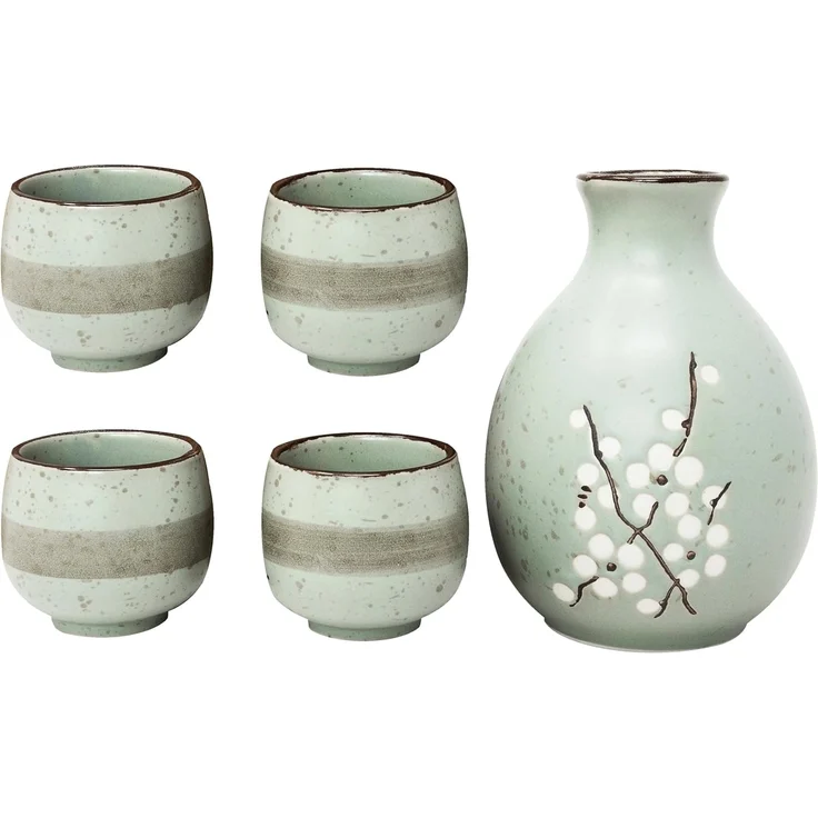 MystiCalls Schnapsglas Japanisches Sake Set für 4 Personen Japanisches Geschirr China, 5-tlg, Keramik, Spülmaschinenfest und hitzebeständig – Bild 1