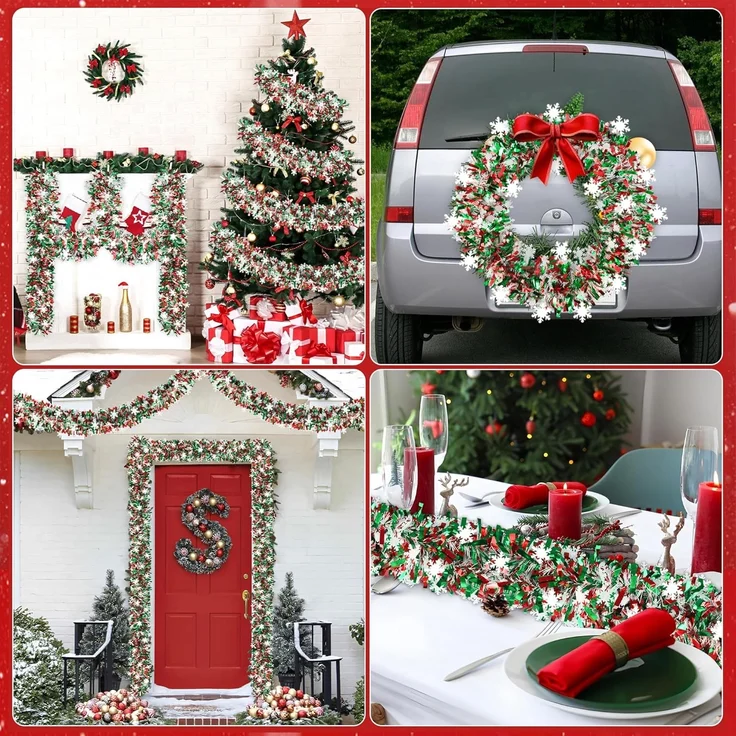 4 m Weihnachtsdekoration, Baumform, hängend, Rot, Innen & Außen – Bild 5