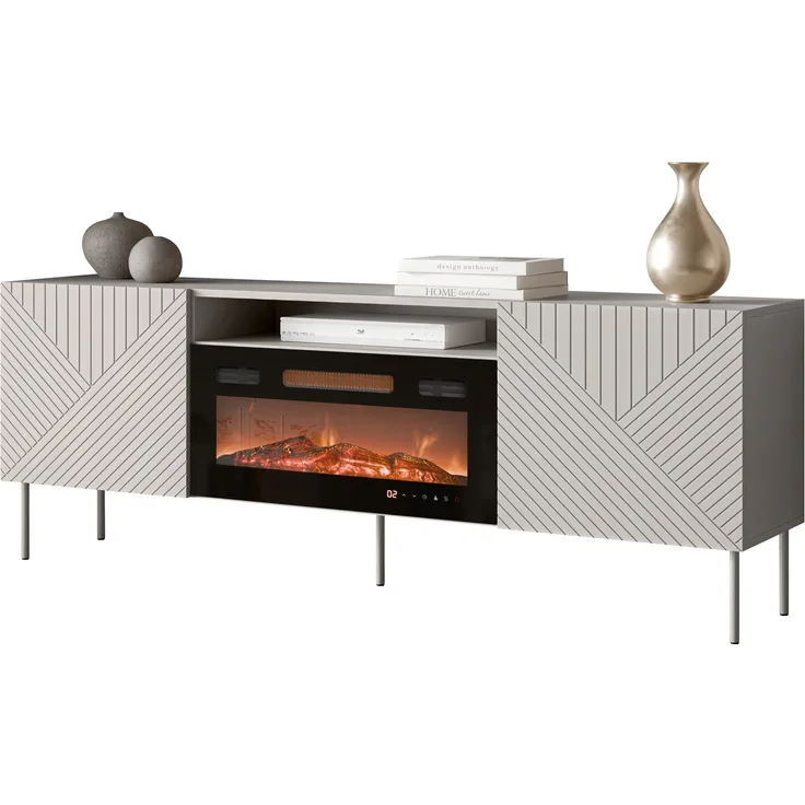 TV-Lowboard Aropo 190 mit Kamin (Farbe: Cashmere)
