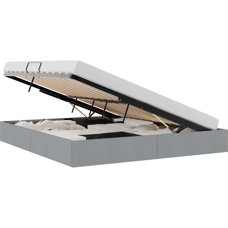 vidaXL Ottoman Bettgestell mit Speicher Hellgrau 180 x 200 cm Stoff 3442838 – Bild 2