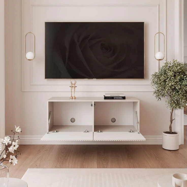 yourhouse24 Lowboard TV ANGEL 100 mit LED-Beleuchtung – Geriffelte Fronten – Bild 4