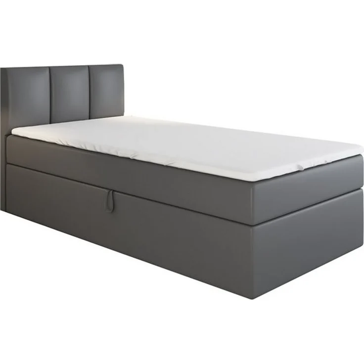 A&J MöbelLand GmbH Boxspringbett Einzelbett NASI mit Bettkasten, Topper und gepolstertem Kopfteil. (Boxspringbett mit Bettkasten und gepolstertem Kopfteil. Gratis Topper – nur jetzt erhältlich!, Kostenlose Lieferung! TOP ANGEBOT), Länge 208 cm Höhe 106 cm – Bild 4