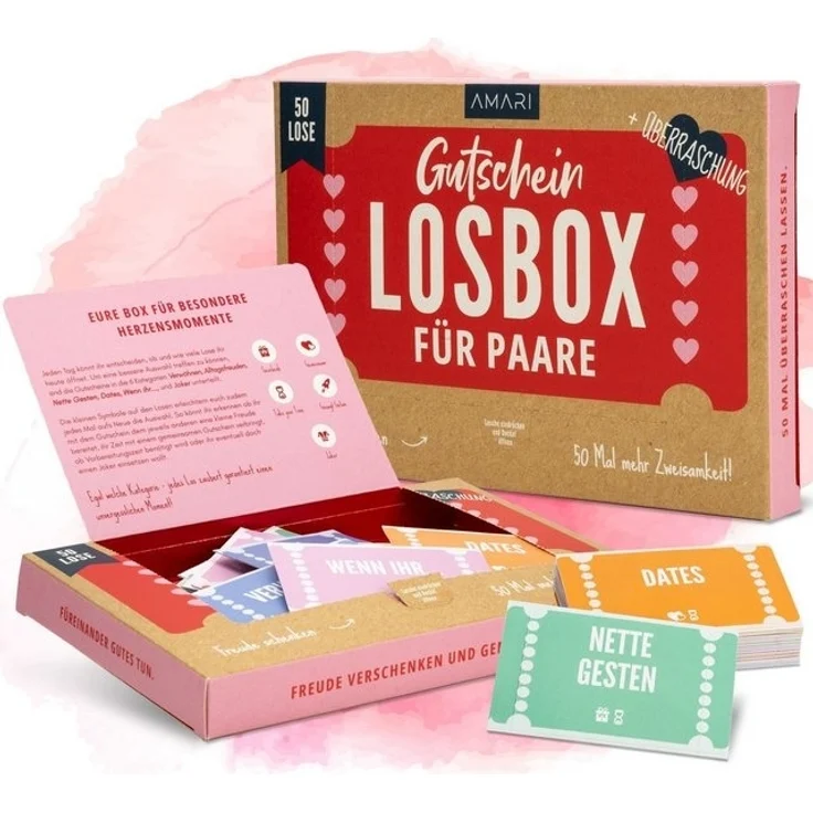 Amari Geschenkbox AMARI ® Gutscheinbox für Paare - 50 Gutschein Lose Verwöhnmomente – Bild 4