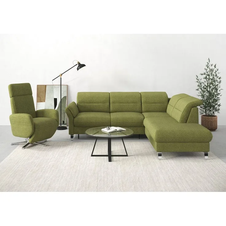 sit&more Ecksofa Grenoble L-Form mit Federkern, wahlweise mit Schlaffunktion, Bettkasten, Arm- und Kopfteilverstellung