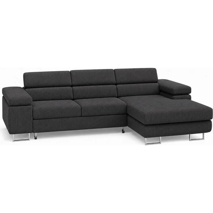 KRISAN MÖBEL Ecksofa PASSANO in Anthrazit 275 x 90 x 202 cm, rechte Ausführung mit Schlaffunktion und Bettkasten in – Bild 2