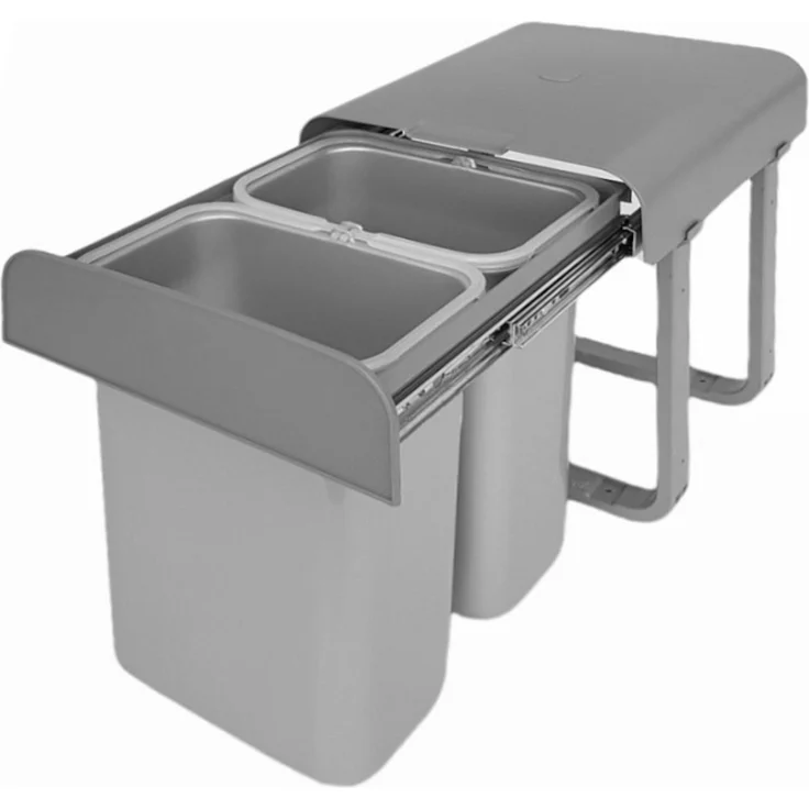 Einbau Abfallsammler ab 40cm Unterschrank Aladin 2x 8 L Mülleimer grau – Bild 1