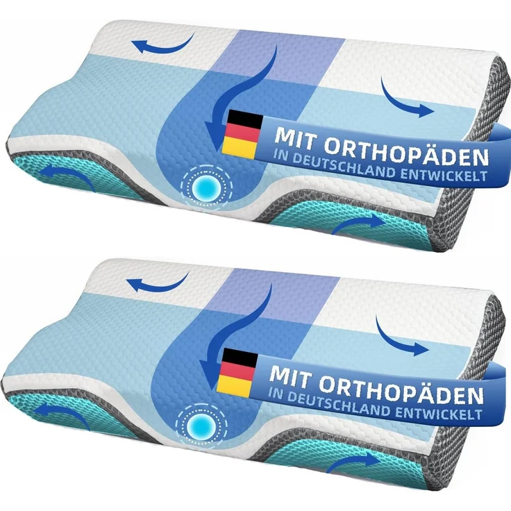 Esun Kopfkissen Nackenstützkissen, Kopfkissen, Memory Foam Kissen Seitenschläferkissen, Füllung: Memory foam, Seitenschlafer, Rückenschlafer, Bauchschlafer, Set, Kissen vom OEKO-TEX® und CertiPUR Getestet, Nackenkissen, Kopfkissen für Erwachsene – Bild 5