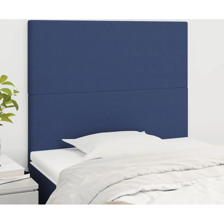 vidaXL Kopfteile 2 Stk. Blau 100 x 5 x 78/88 cm Stoff 3116048 – Bild 1