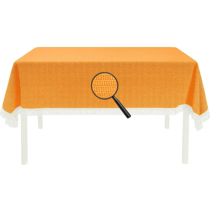 Gartentischdecke mit Fransen 130x180 cm eckig orange – Bild 2