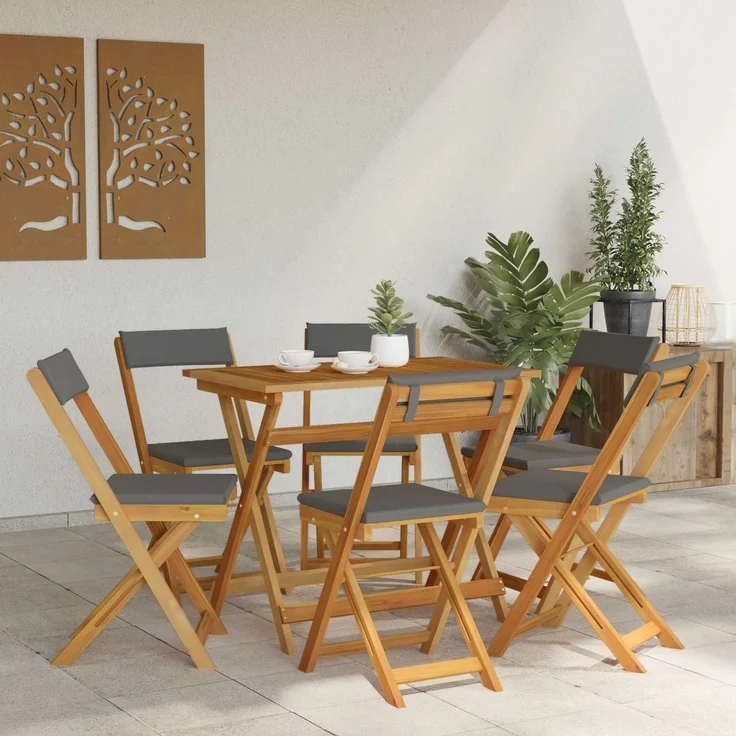 vidaXL Außen Bistro-Stühle 6 stk. Natur und Dunkelgrau 3416289 – Bild 3