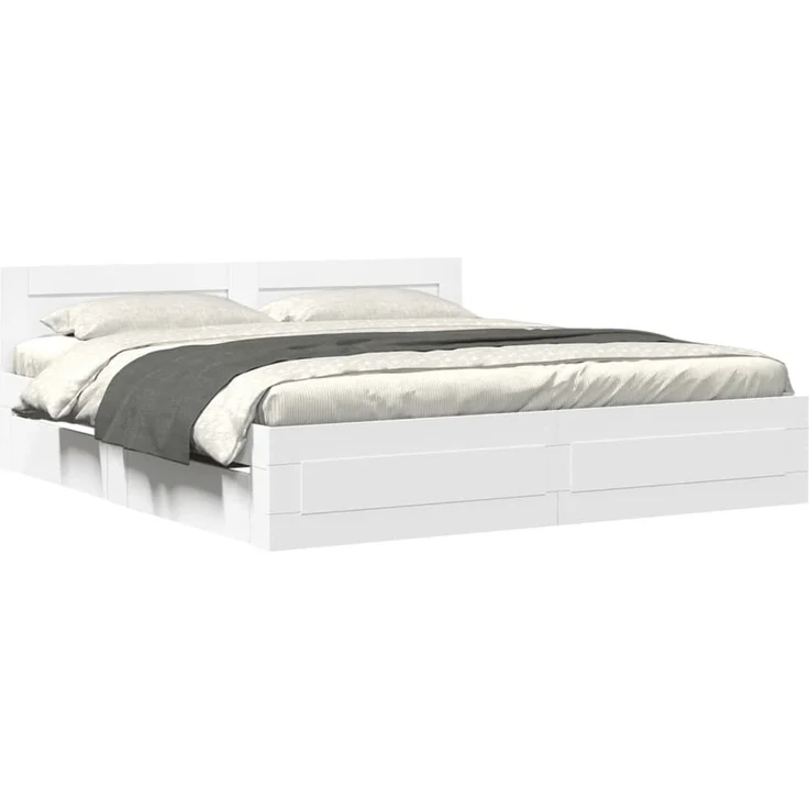 vidaXL Bettgestell mit Kopfteil ohne Matratze Weiß 180x200 cm 3295541 – Bild 2