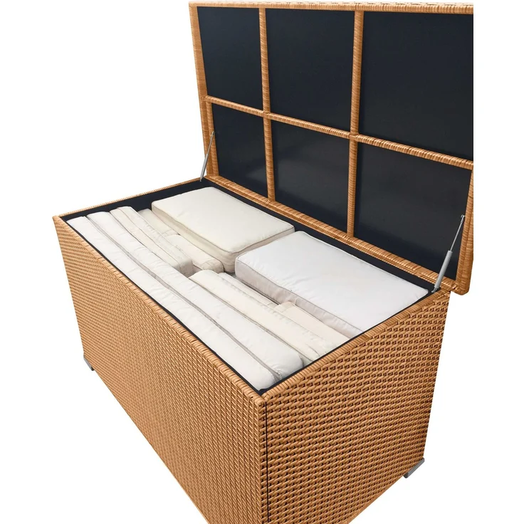 XXL Kissenbox ca. 950L auch als Tisch nutzbar mit doppel Hubautomatik u. Innenverkleidung, Farbe Natur, – Bild 6