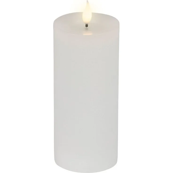 Lumineo LED-Kerze, Timer, warmweiß, LED Kerze 7,5x20cm mit Timer - Wachs Flacker-Effekt Weiß Warmweiß