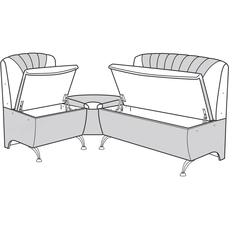 Rodnik Eckbank "Arabica", Grau Creme, Sitzbank, gepolstert, mit Stauraum, mit Rueckenlehne, Rechtsseitig und Linksseitig montierbar, Kunstleder, Spanplatte, 173cmx128cm – Bild 5