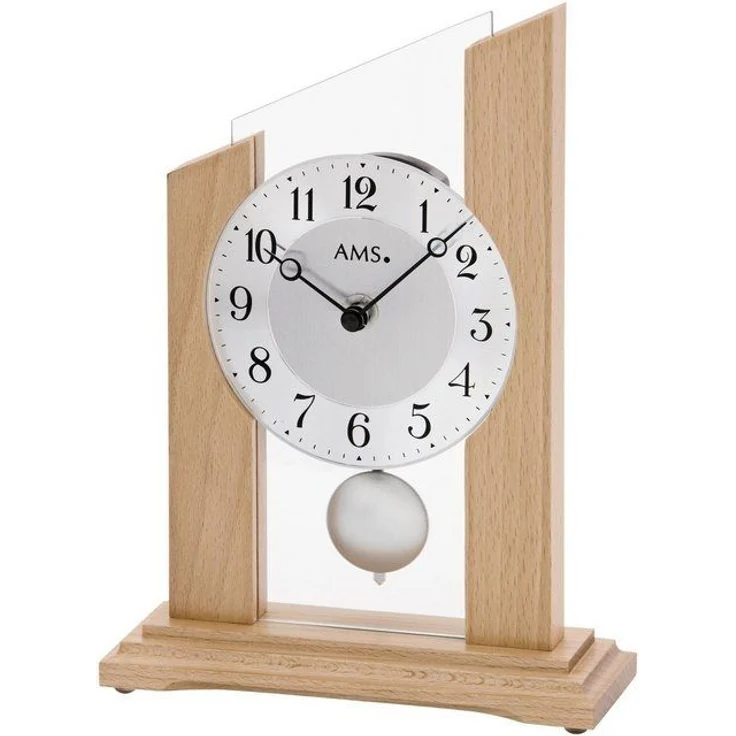 AMS Pendeltischuhr T1171 Wohnzimmer, Esszimmer, Holz, buchefarben,Made in Germany – Bild 2
