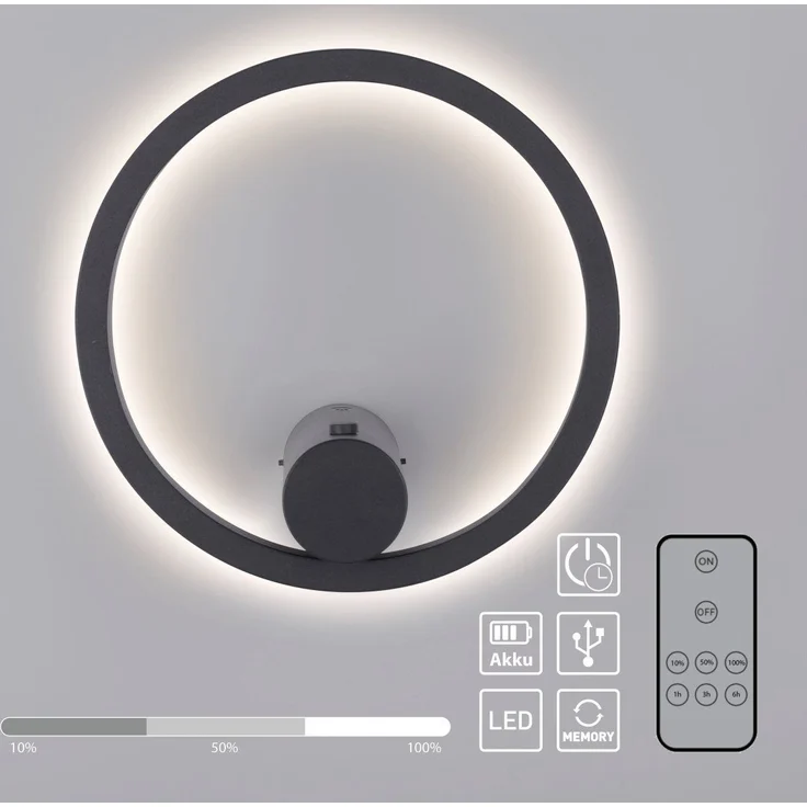 JUST LIGHT 18280-13 ARCHIE AKKU-Wandleuchte anthrazit 3000K – Bild 1