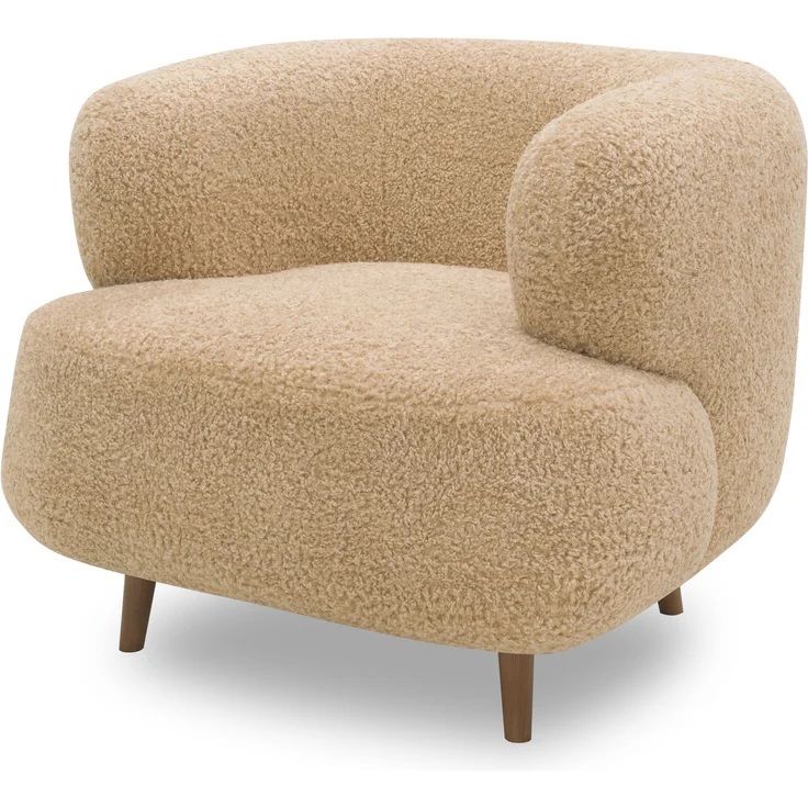 DOMO. collection Sessel 800 014, Polstersessel in organischer Form mit Taschenfederkern, gepolsterte Rückenlehne, Holzfüße, Armsessel, Cocktailsessel, Loungesessel, 90 x 86 x 73 cm (BxTxH), beige – Bild 3