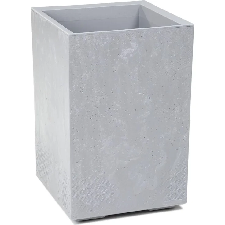 LAMELA Pflanzkübel mit Rollen Höhe 60 cm, 36L – Blumentopf aus Kunststoff in Betonoptik – Übertopf mit Wasserablauf – Modern für Innen & Außen - Wetterfest & Pflegeleicht, Hellgrau – Bild 1