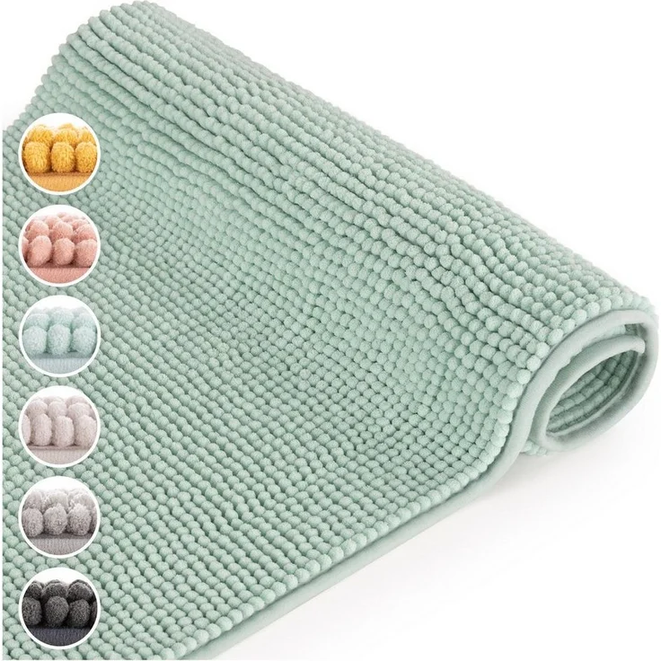 Blumtal Badematte Chenille weicher Badezimmerteppich, strapazierfähig, rutschfest, Polyester, Läufer, 40°C maschinenwaschbar – Bild 1