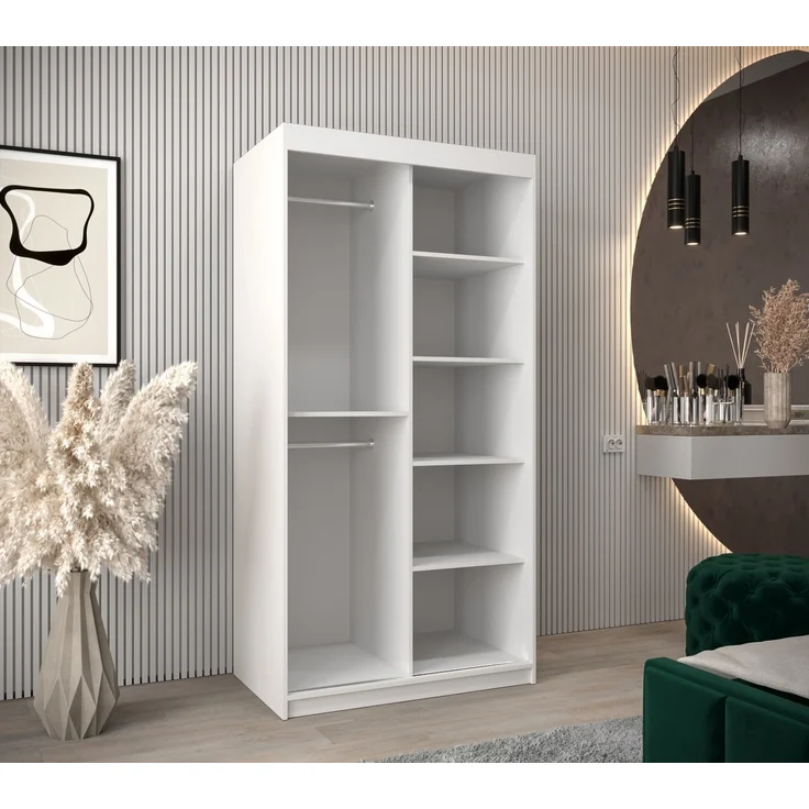 ABIKS MÖBEL Schwebetürenschrank Verona 2 Schlafzimmerschrank, mit Spiegel, Kleiderstange und Regalen – Bild 2