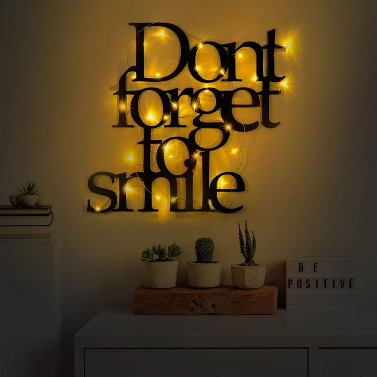 Wallity 'Dont Forget To Smile 183' Dekoratives Wandaccessoire aus Metall, Schwarz, 70 x 67 cm – Bild 2