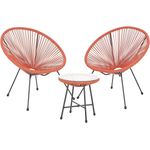 SVITA Bali Balkon-Möbel 3-TLG. Polyrattan Lounge-Set Balkon-Set Terracotta Orange