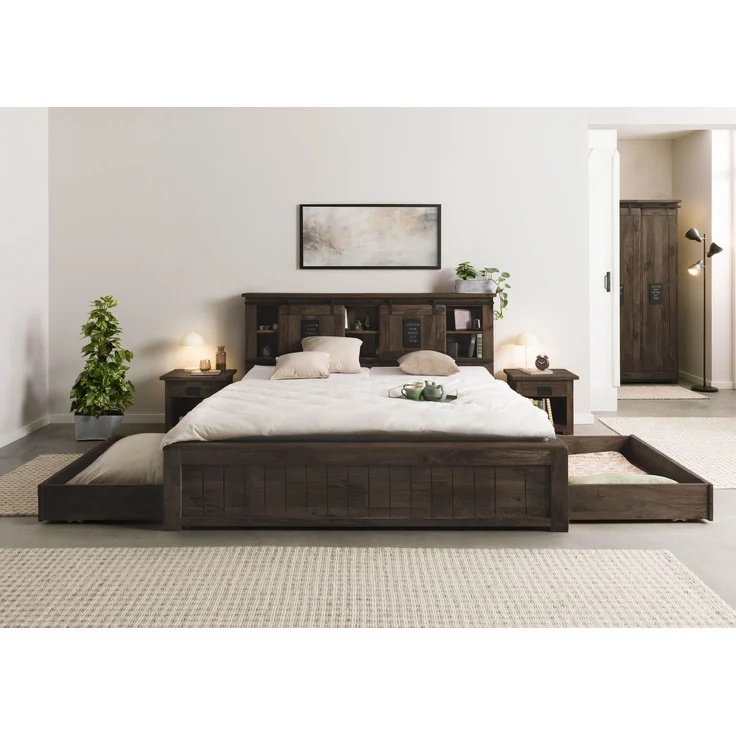 Bett mit Schublade Mango 140x200 grau lackiert RAILWAY #270 – Bild 4