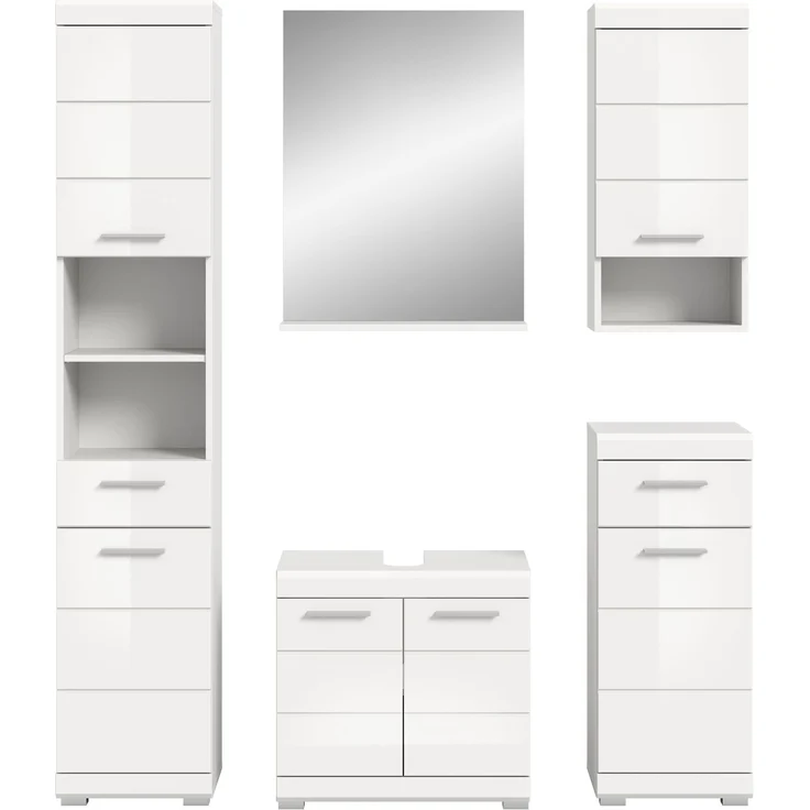 Xonox Scout Badkombination (B/H/T: 164x191x34 cm) in weiß Nachbildung und weiß Hochglanz tiefzieh – Bild 2