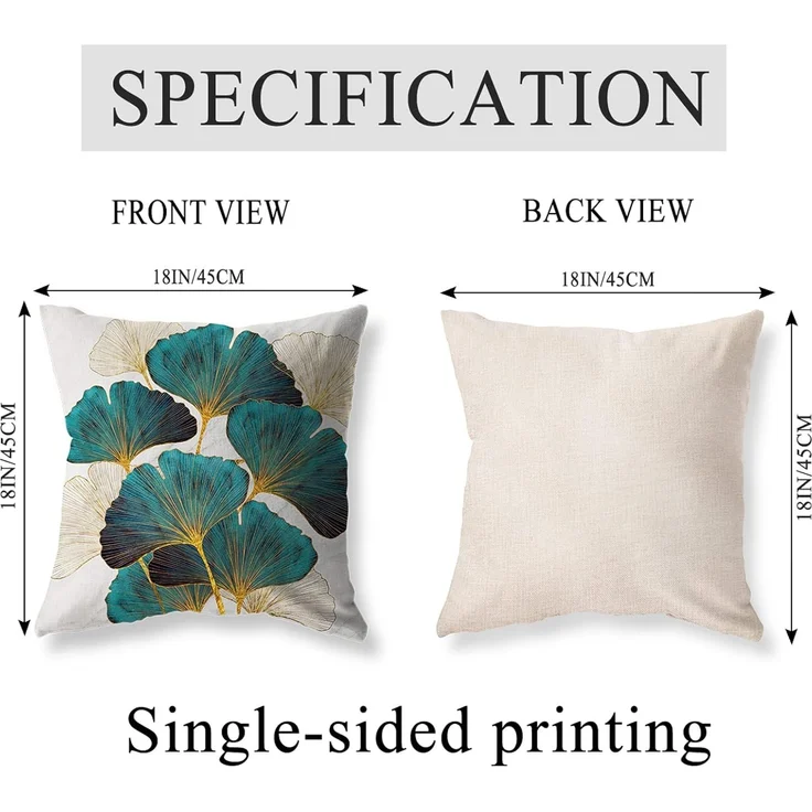 Kissenbezüge 45×45 cm 4er-Set Türkis-Gold Blatt Floral, Outdoor Patio Couch Kissen – Bild 6