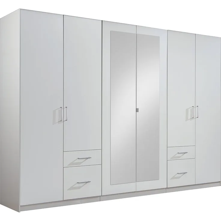 Kleiderschrank FREIBURG in weiß 6-türig mit Spiegel B 270 cm