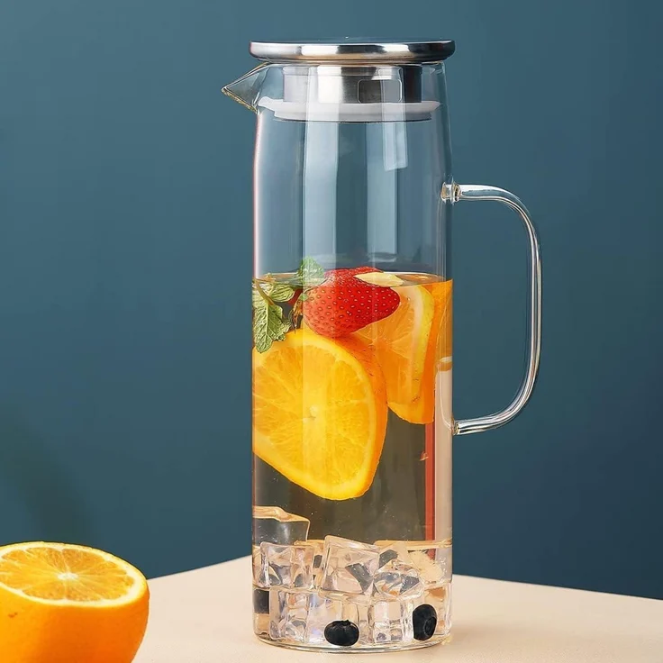 Kyraton Wasserkaraffe 1.5L Klarglas Heiß Kaltgetränke Wasserkrug Karaffe – Bild 2