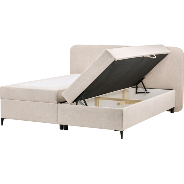 Boxspringbett mit Stauraum Stoff REGENT 180x200 cm Hellbeige