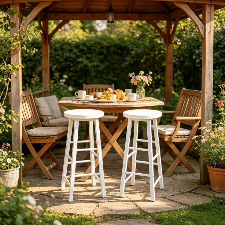 Hochstuhl,Frühstück Hocker,Tisch Hocker,Satz von 2 Bar Hocker,Küche Hocker,Bar Stuhl mit Fußlehne(Nur 2Pcs Stühle)--Weiß--30x30x71cm--YOUDENOVA – Bild 5